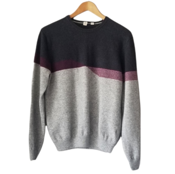 C 89MEN Cashmere Sweater Gray Stripped - Picture 1 of 9